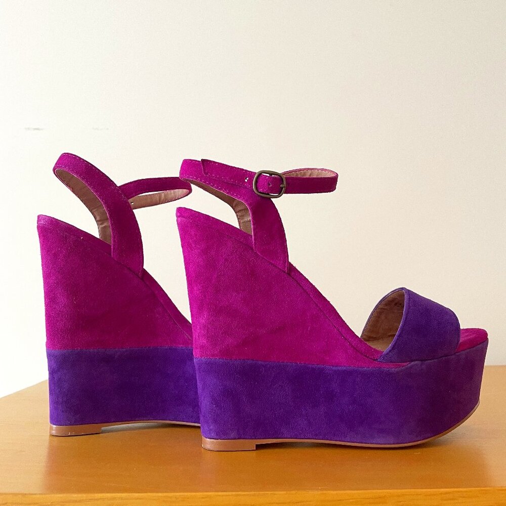 Steve Madden Suede Purple Color Block Wedges